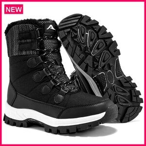 Waterproof Snow Boots Women's Warm Fur Lined Non Slip Mid Calf Winter Shoes